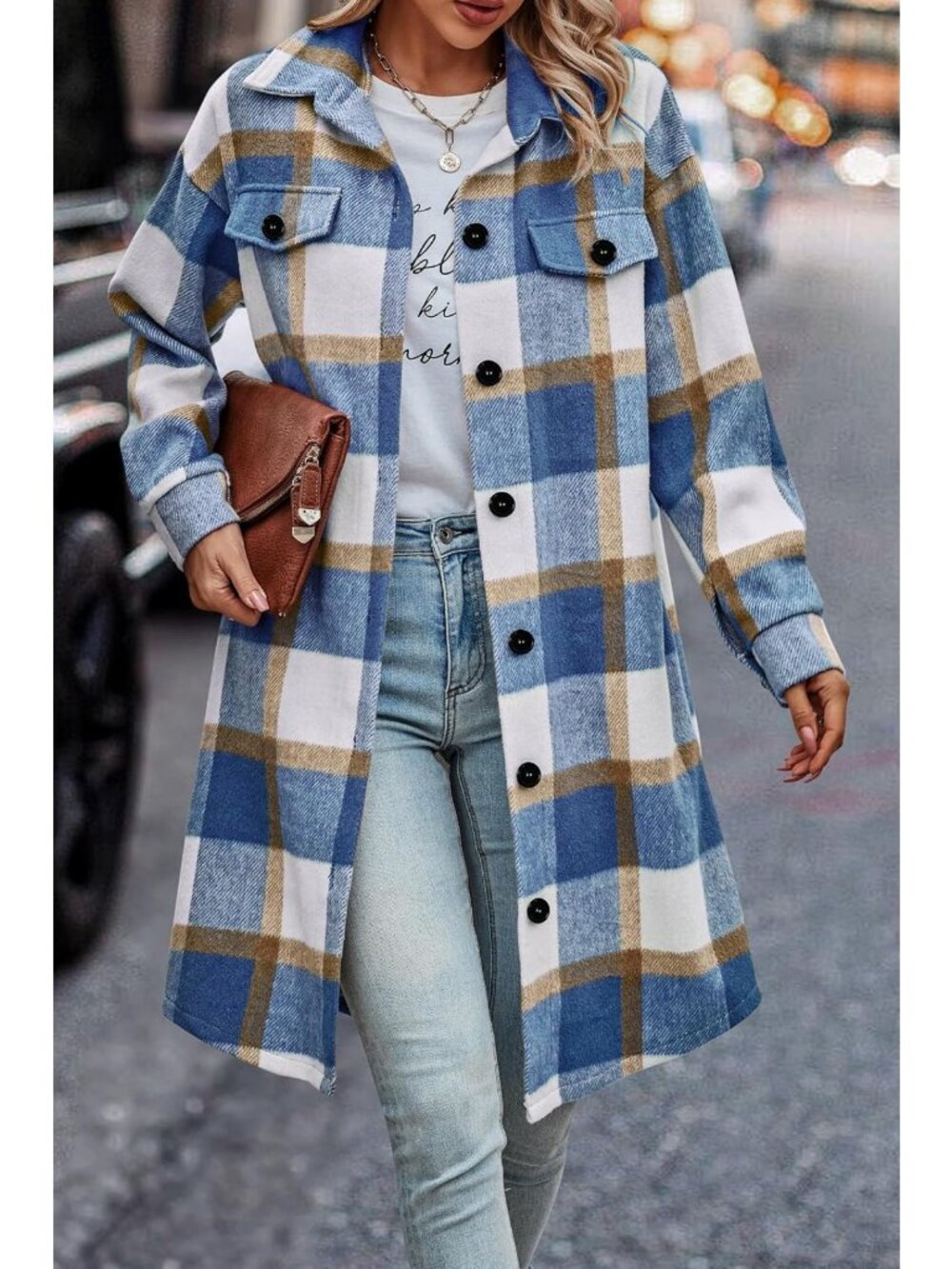 Plaid Shacket Jacket for Women | Cozy Flannel Shirt Layering Piece - Picture 5 of 7